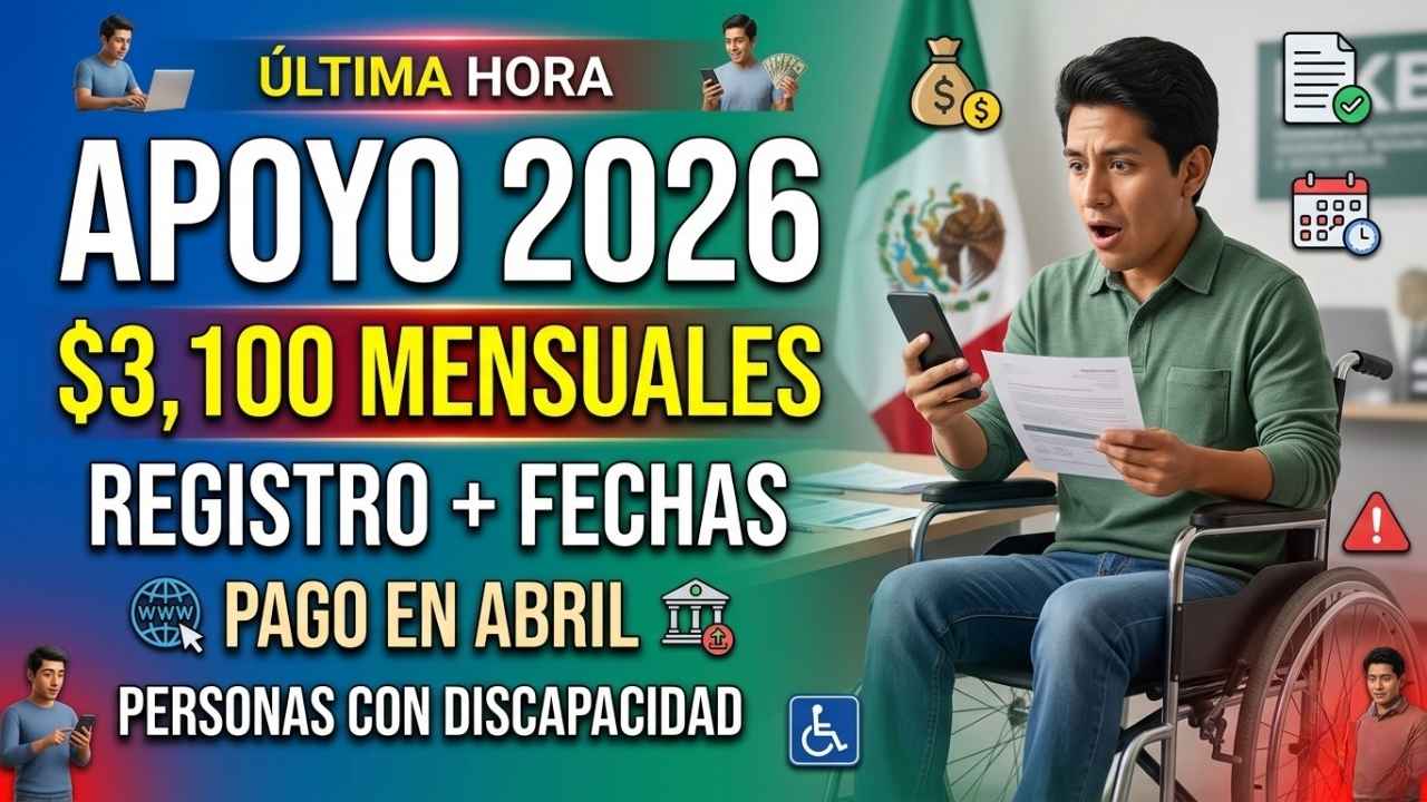 Apoyo a personas con discapacidad: $3,100 mensuales, cómo registrarse y cuándo llega el pago en abril