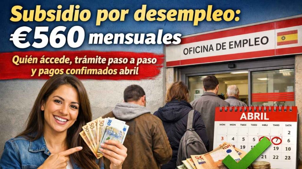 Subsidio por desempleo: €560 mensuales, quién accede, trámite paso a paso y pagos confirmados abril