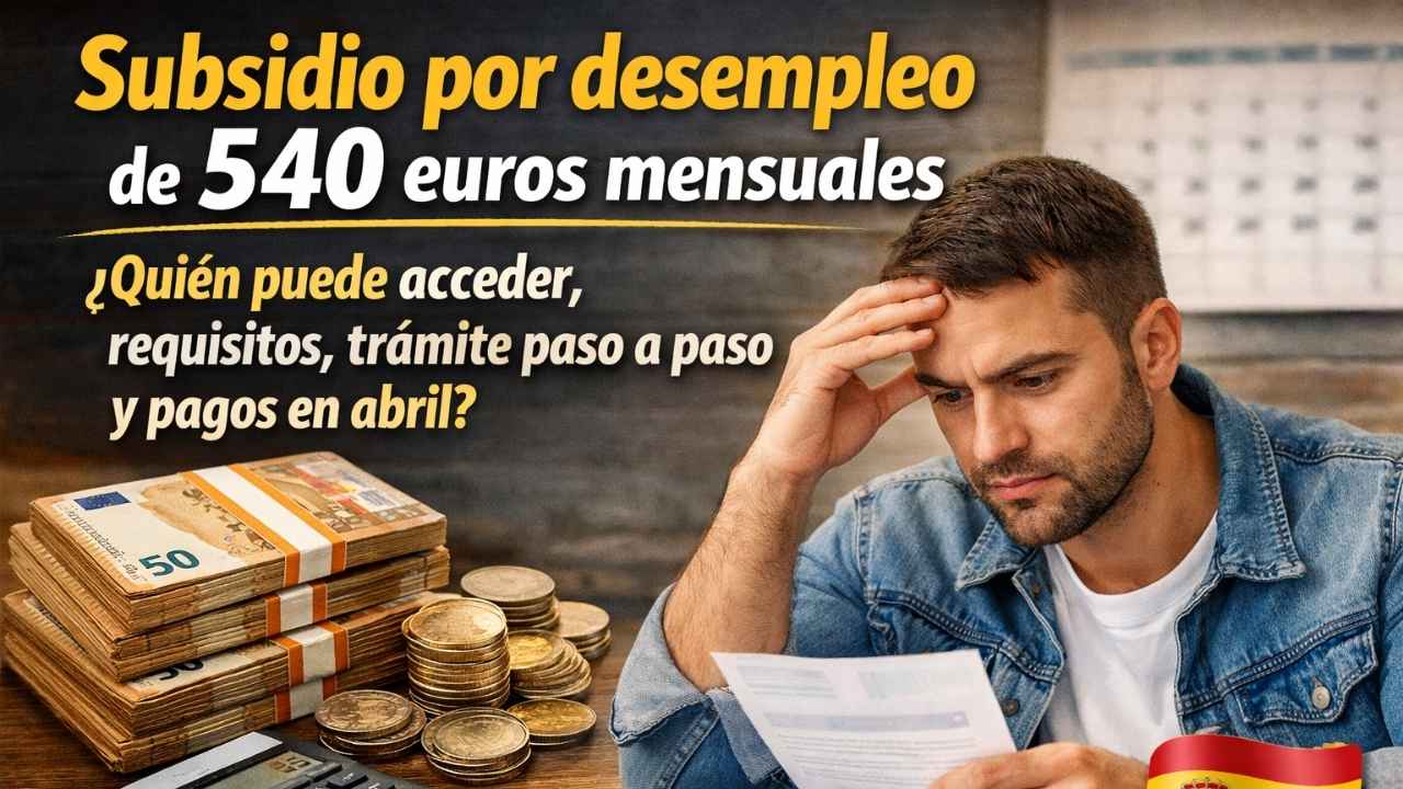Subsidio por desempleo de 540 euros mensuales: quién puede acceder, requisitos, trámite paso a paso y pagos en abril