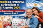 Pensión no contributiva por invalidez en Argentina 2026: monto actualizado y cronograma de pagos de abril