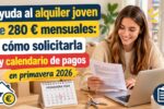 Ayuda al alquiler joven de 280 euros mensuales: cómo solicitarla y calendario de pagos en primavera 2026