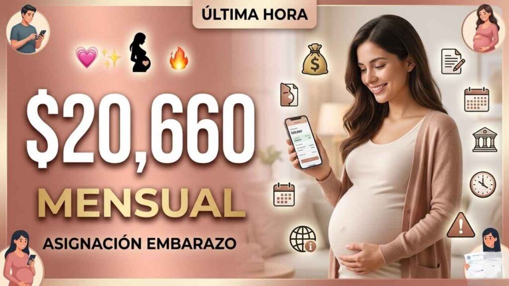 Asignación por embarazo $20,660 mensuales, requisitos de inscripción y cronograma de pagos marzo–abril