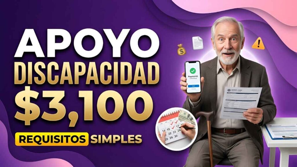 Apoyo Discapacidad $3,100 requisitos simples, registro rápido y pago confirmado abril 2026
