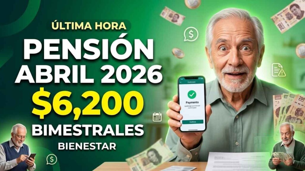Pensión Bienestar abril 2026 $6,200 bimestrales, requisitos y calendario de depósitos