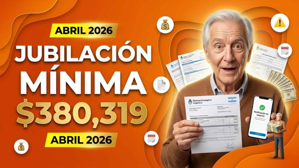 Jubilación mínima $380,319 abril 2026, quiénes acceden y cuándo se paga oficialmente